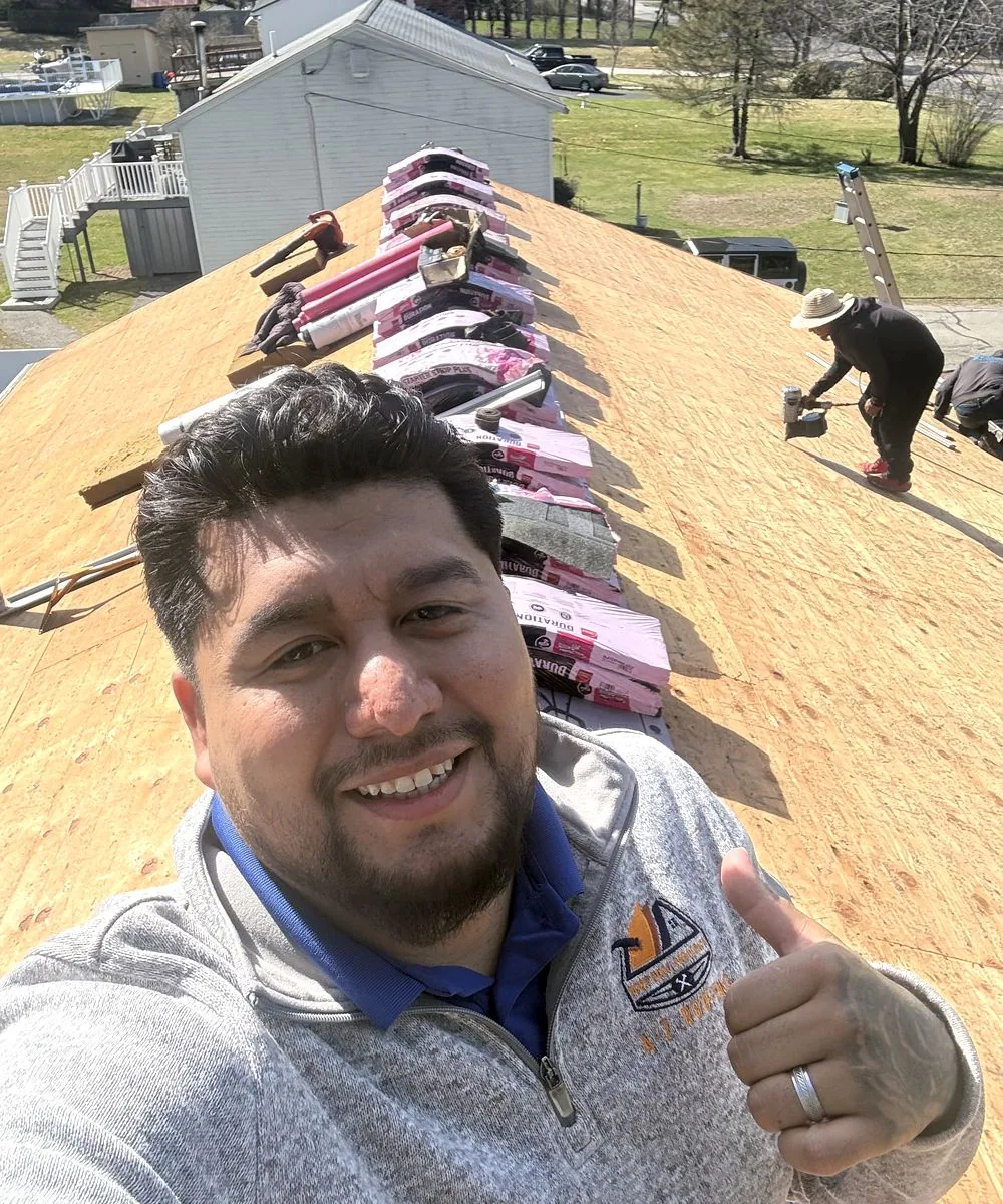 Angel Zamorano, owner of A-Z Roofing, on a job site