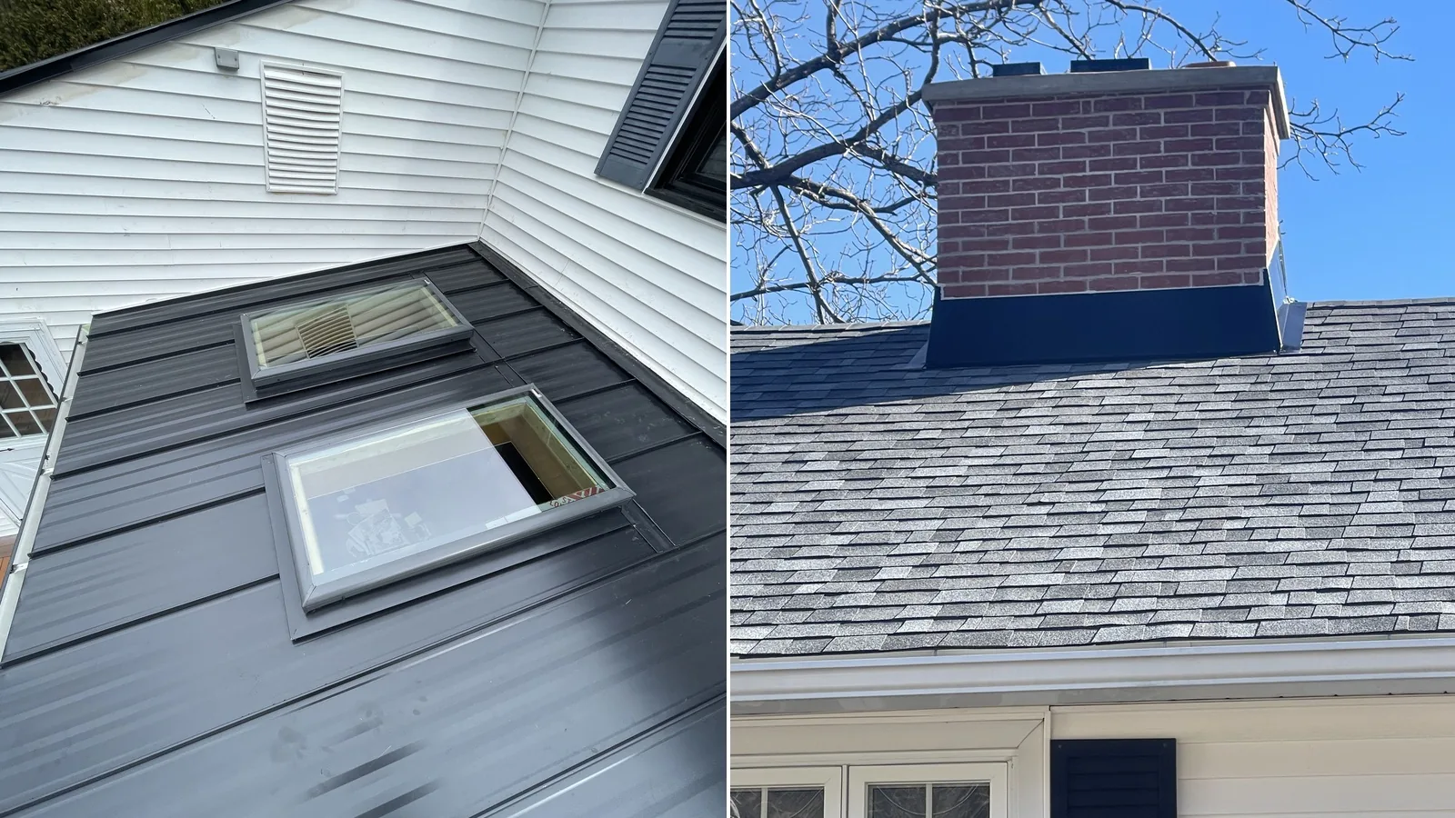 A-Z Roofing skylight installation and chimney flashing work
