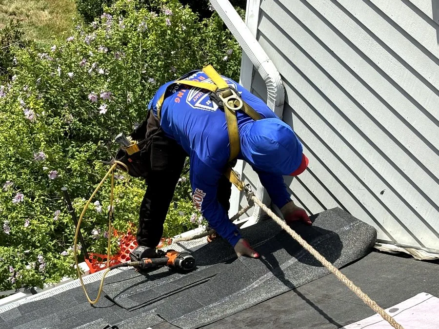 Storm damage roof work and insurance claim documentation